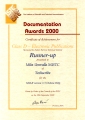 Certificate for Documentation Awards 2000 Class Class D Electronic Publications