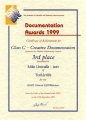 Certificate for Documentation Awards 1999 Class Class C Creative Documentation